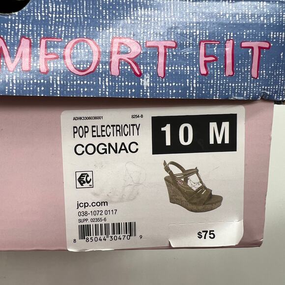 Pop Womens Electricity Wedge Sandals Brown Cognac Size 10M - Picture 11 of 11